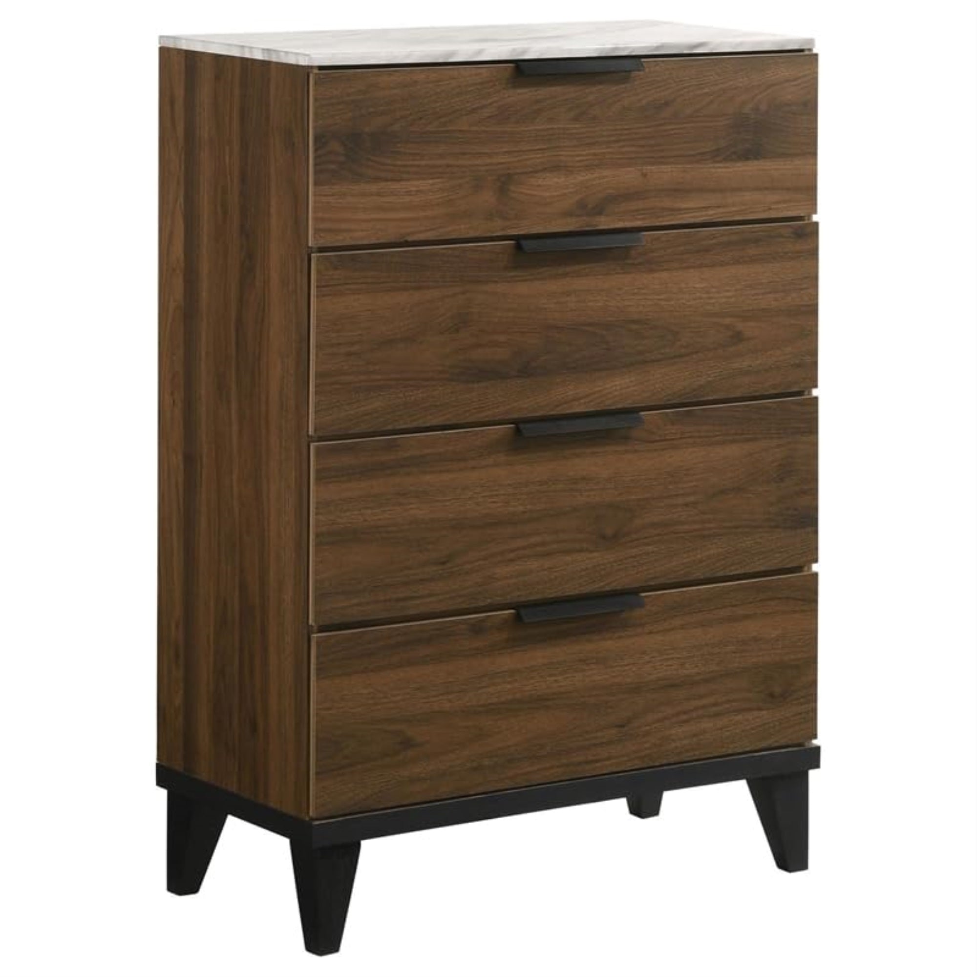 Coaster Home Furnishings Mays 4-Drawer Chest Walnut Brown with Faux Marble Top