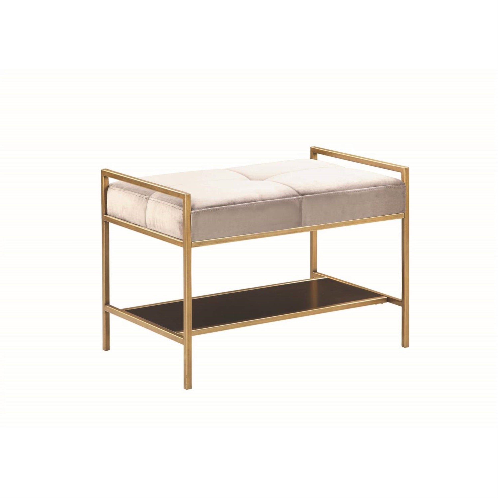 Coaster Maria Upholstered Bench, Warm Grey and Gold