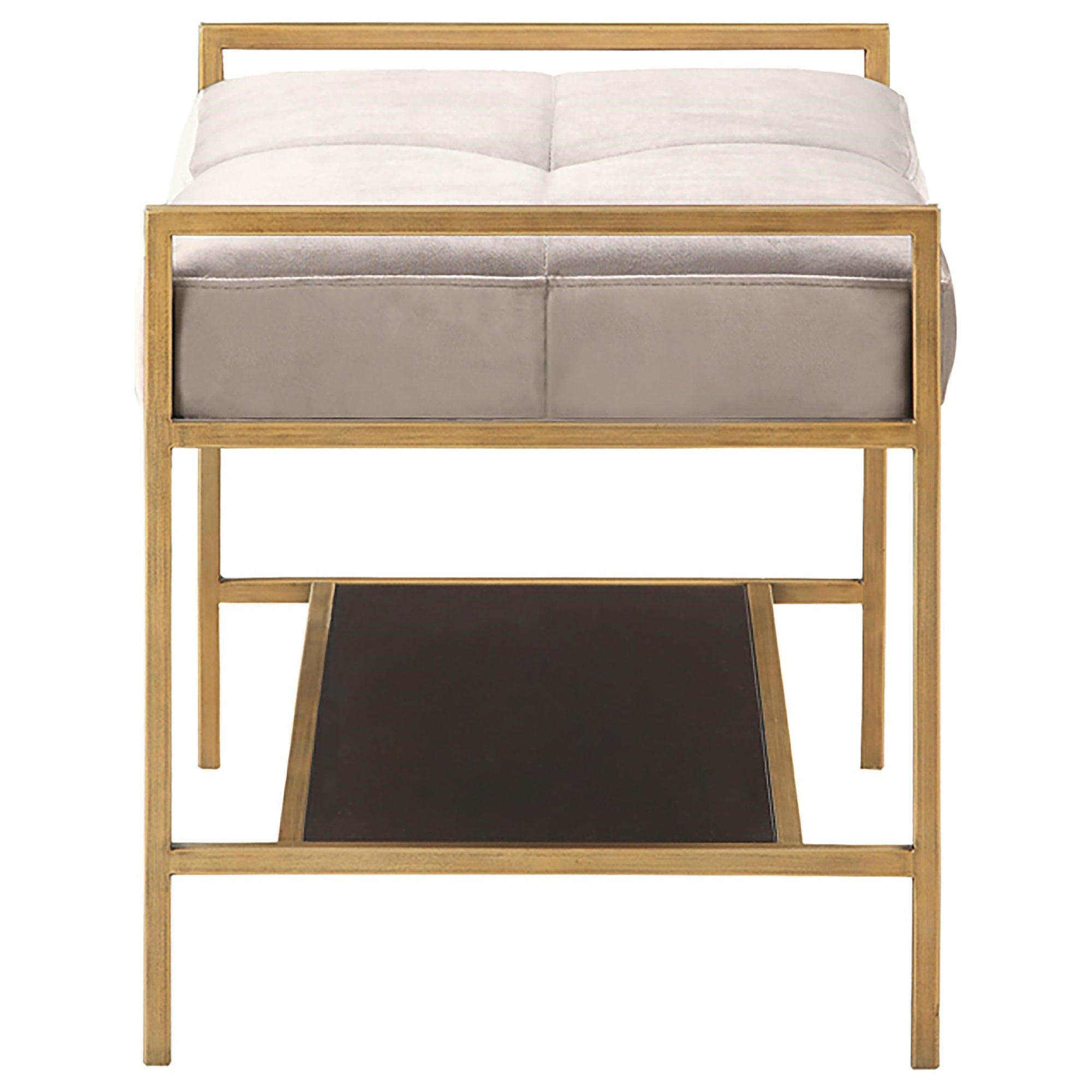 Coaster Maria Upholstered Bench, Warm Grey and Gold