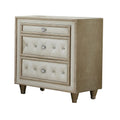 Antonella 3drawer Upholstered Nightstand Ivory and Camel