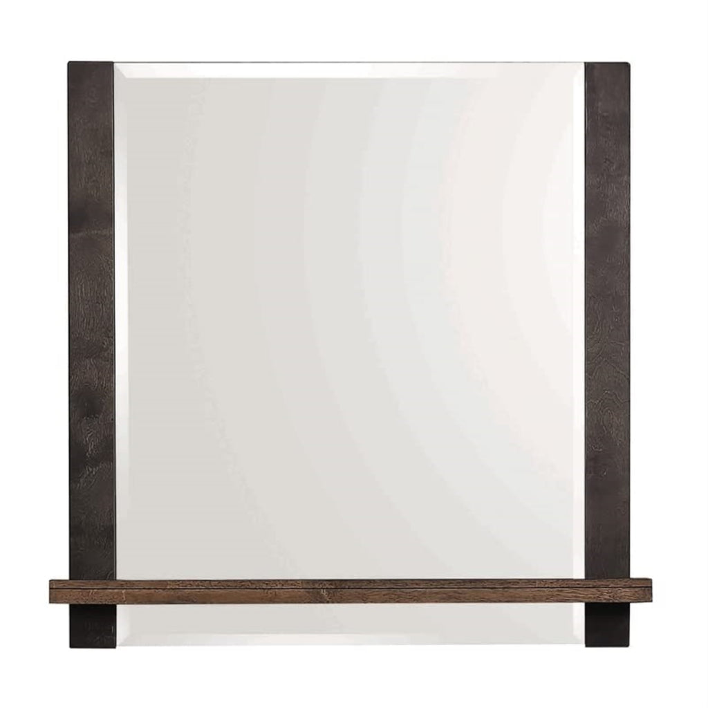 Coaster 38.5" X 39.25" Modern Wood Mirror With Jewelry Tray In Walnut