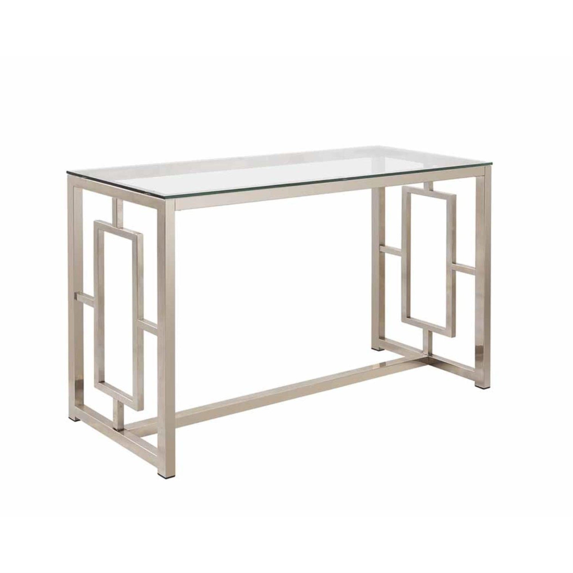 Merced Rectangle Glass Top Sofa Table Nickel