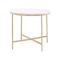 Ellison Round Xcross End Table White and Gold