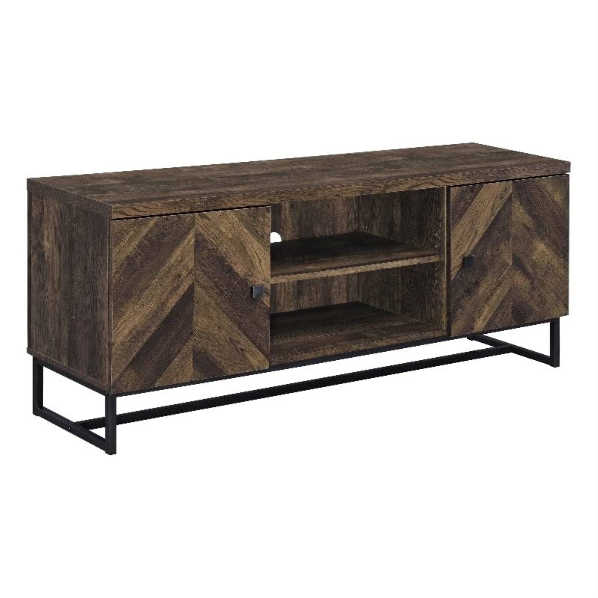Coaster Home Furnishings Myles 2-Door TV Console with Adjustable Shelves Rustic Oak Herringbone