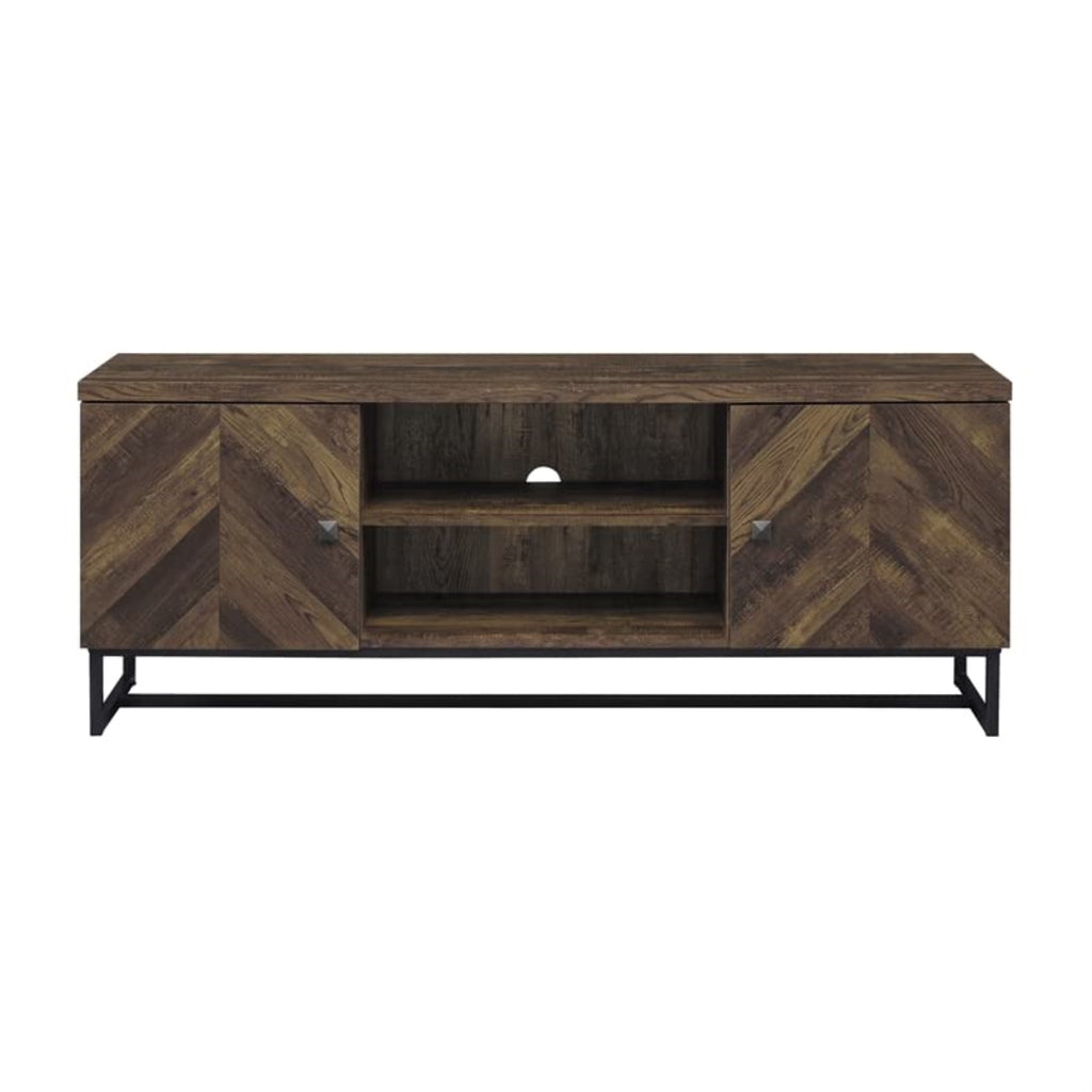 Coaster Home Furnishings Myles 2-Door TV Console with Adjustable Shelves Rustic Oak Herringbone
