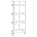 Ember 4shelf Bookcase White High Gloss and Chrome