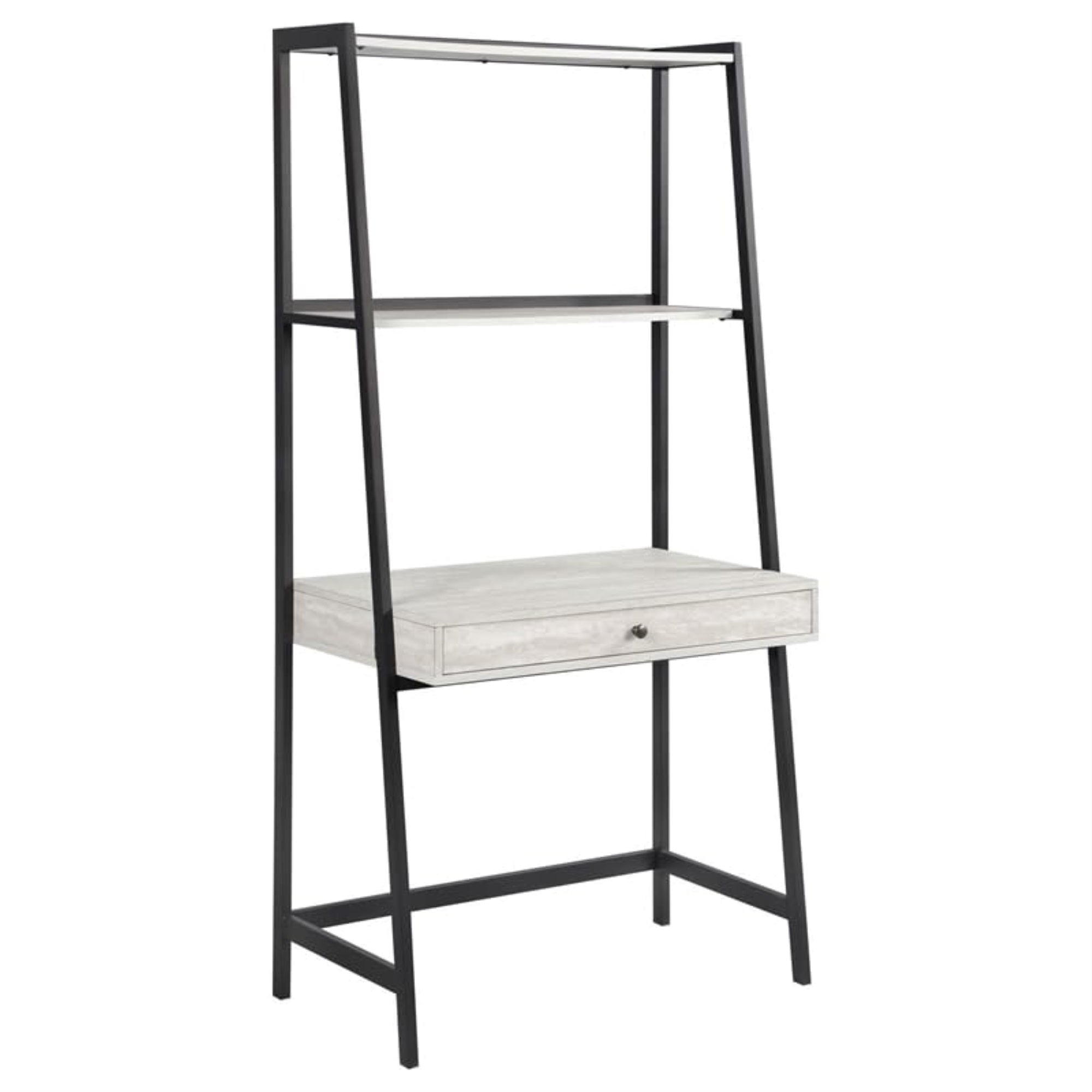 Pinckard 1drawer Ladder Desk Grey Stone and Black