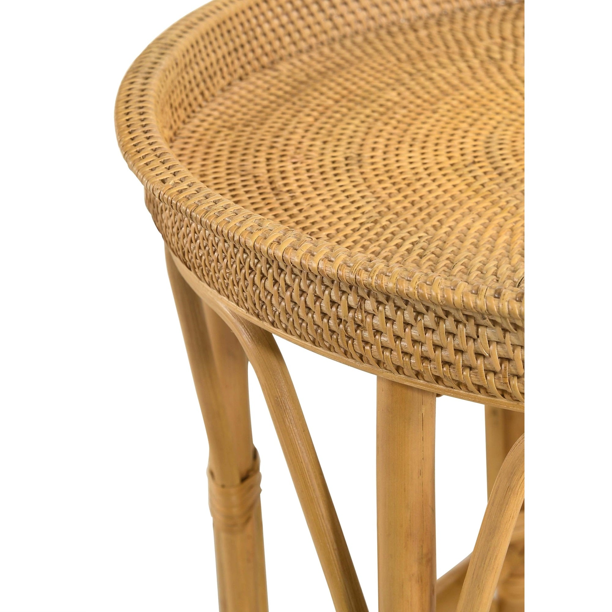 Antonio Round Rattan Tray Top Accent Table - Thumbnail 5
