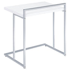 Coaster Home Furnishings Dani Rectangular Snack Table with Metal Base White and Chrome