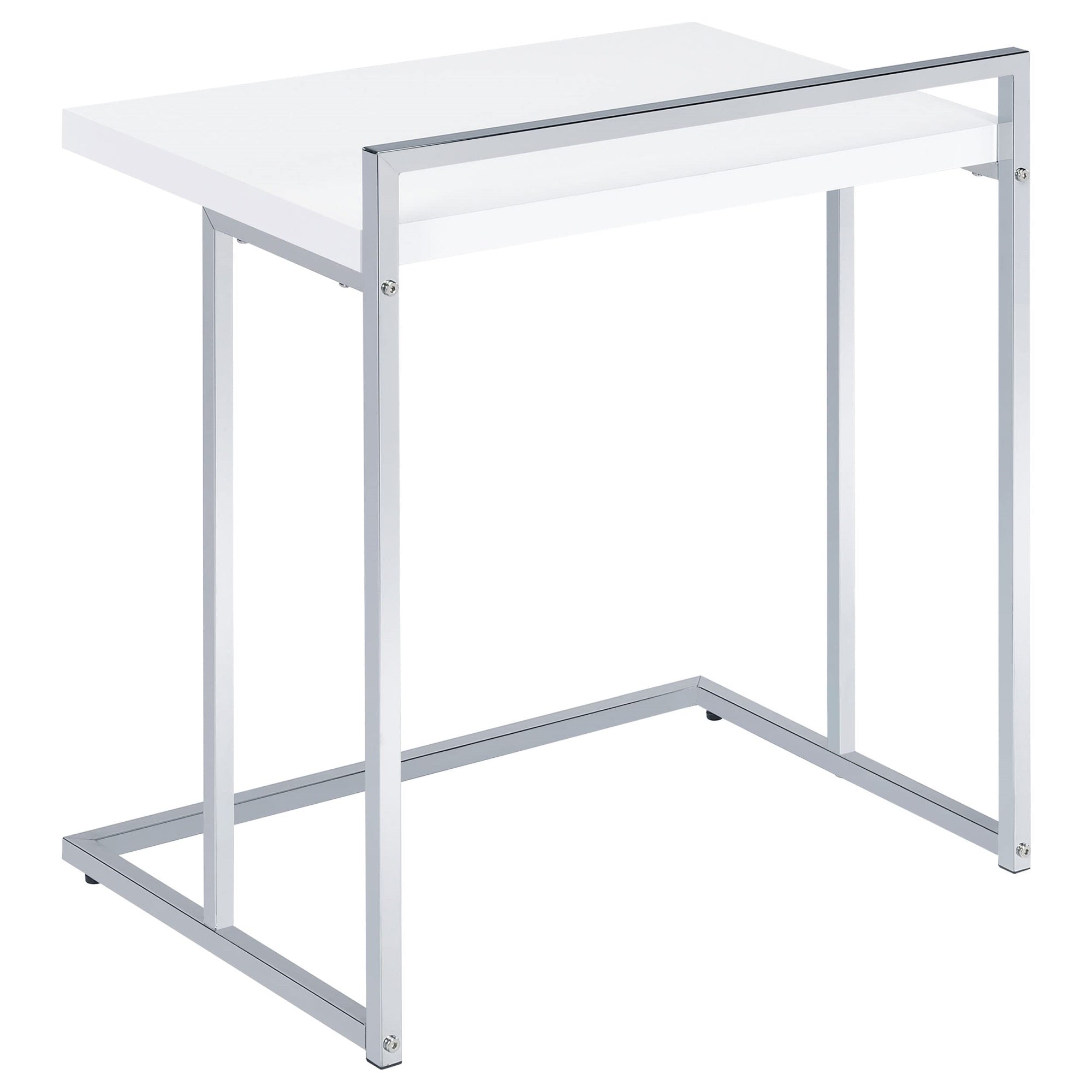 Coaster Home Furnishings Dani Rectangular Snack Table with Metal Base White and Chrome