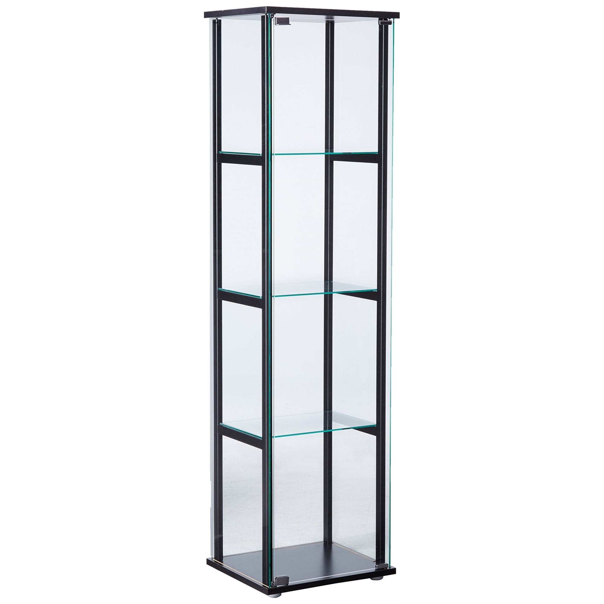 Cyclamen 4shelf Glass Curio Cabinet Black and Clear