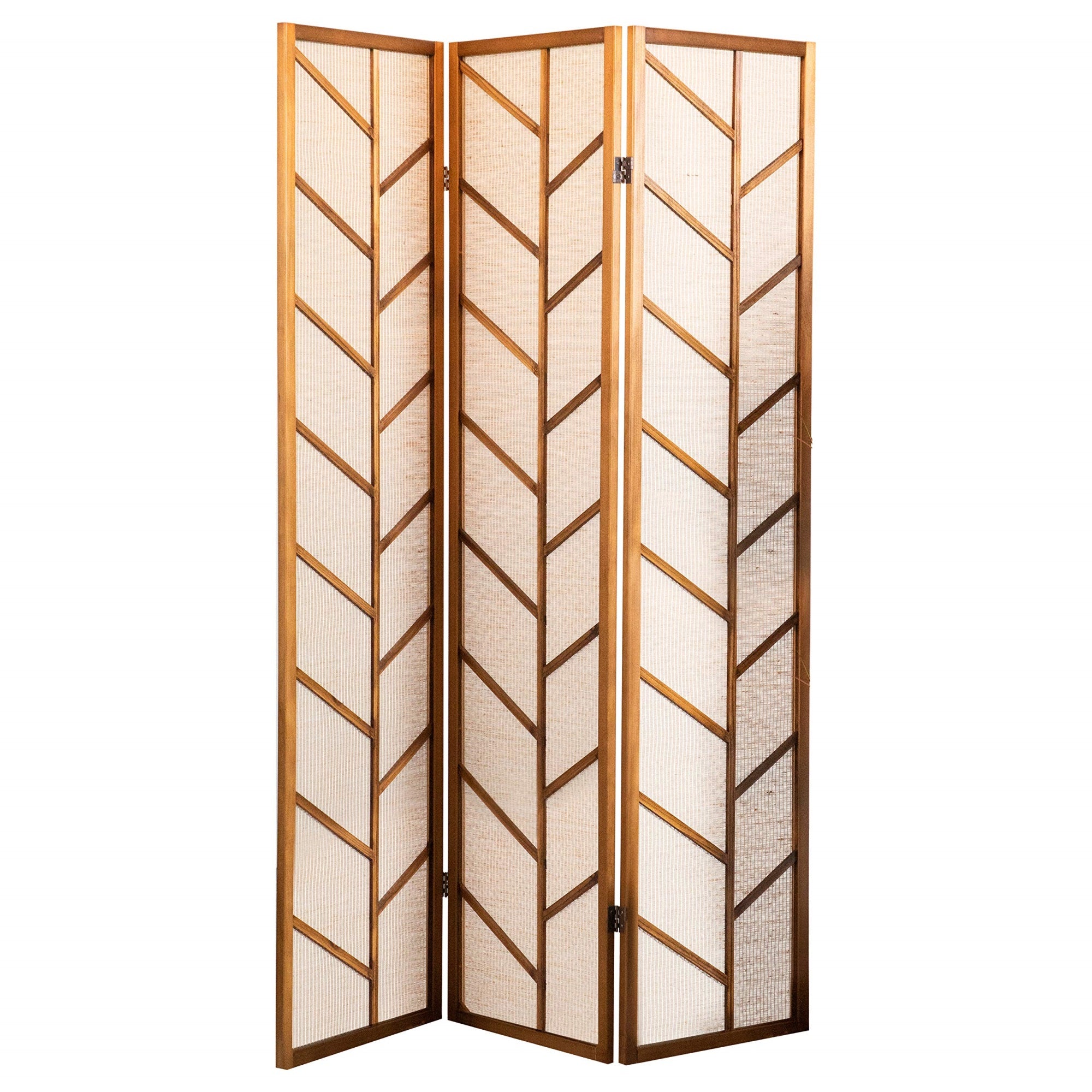Mila Foldable 3panel Screen Walnut and Linen