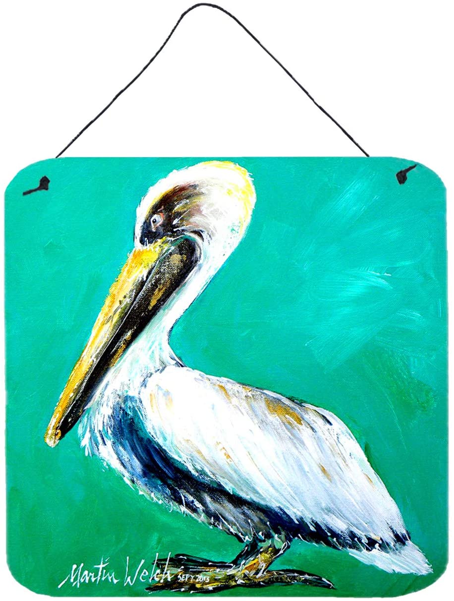 CarolineS Treasures Bird  Pelican Lightin Up Aluminium Metal Wall Or Door Hanging Prints, 6X6 (Set Of 2)