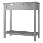 Modern Entryway Accent 2 Drawer Sofa Side Table Grey