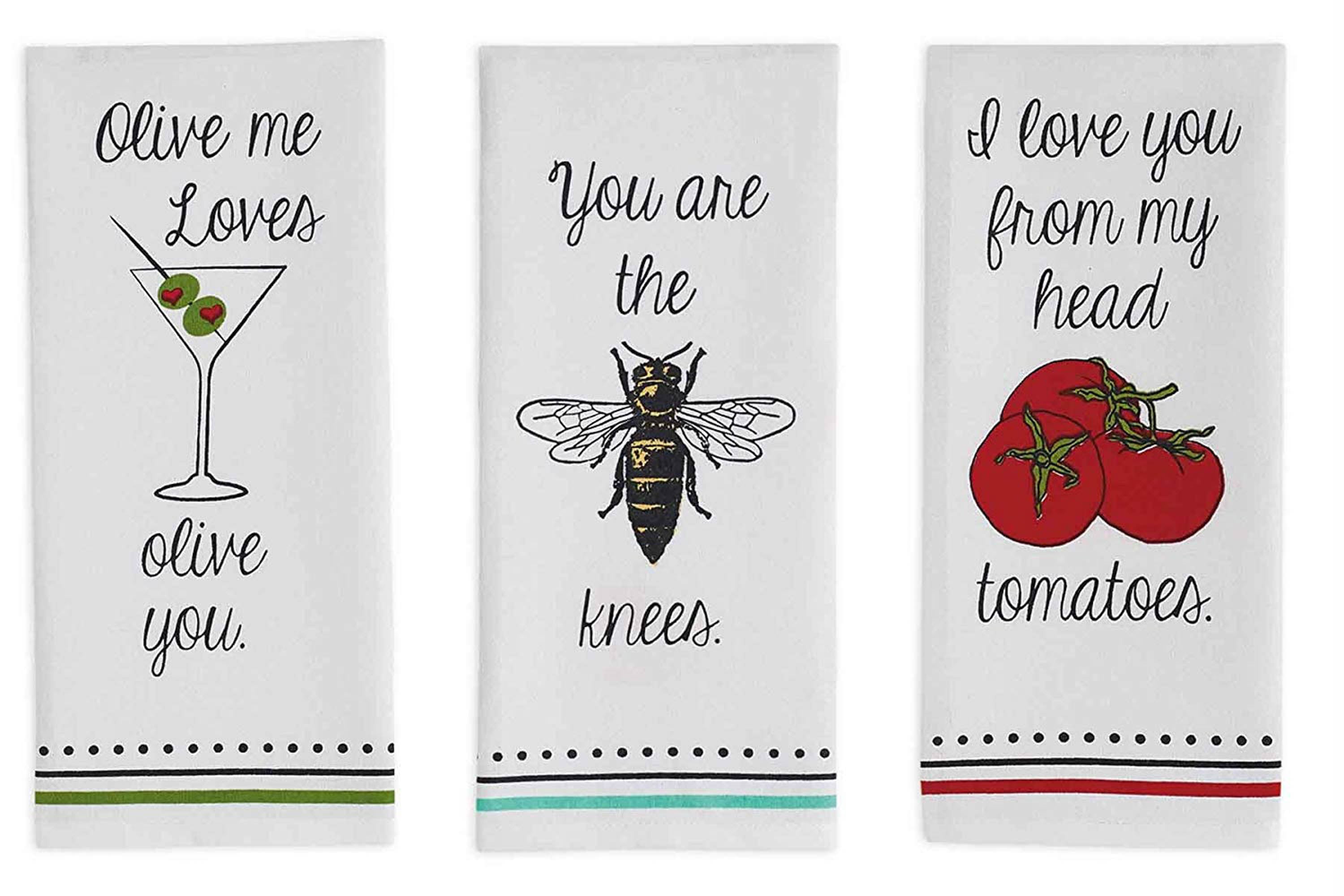 DII Assorted Love You Prnt Dishtowel (Set of 3)