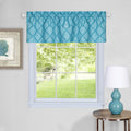 Colby Valance Window Curtain Set  Elegant Trellis Design  58X14  Turquoise  Machine Washable  Easy Installation