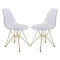 LeisureMod Cresco Molded Eiffel Side Chair with Gold Base, Set of 2