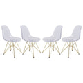 LeisureMod Cresco Molded Eiffel Side Chair with Gold Base, Set of 4