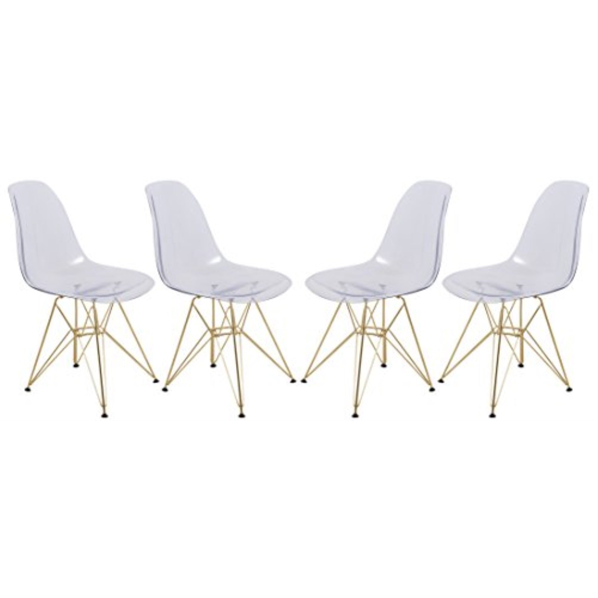 LeisureMod Cresco Molded Eiffel Side Chair with Gold Base, Set of 4