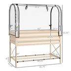 Cream Elevated Metal Raised Garden Bed w/ Greenhouse Cover