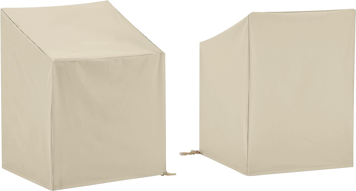 2 Piece Outdoor Dining Arm Chair Furniture Cover Set Tan - 2 Dining Arm Chairs