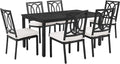 Chambers 7Pc Dining Set: Weatherresistant Steel, Interlocking Oval Design, Removable Cushions, Umbrella Hole. Elevate Your Outd