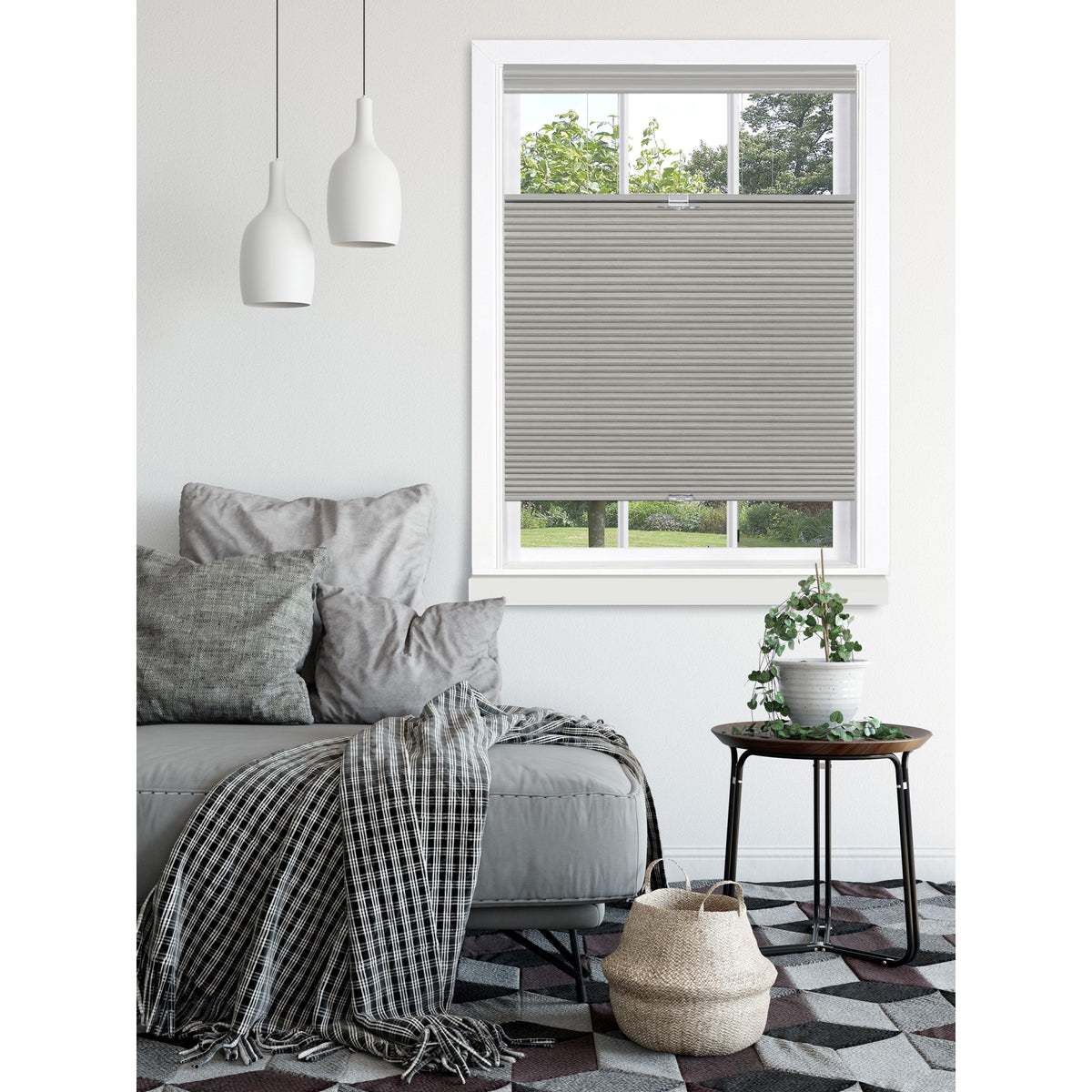 Cordless Top Downbottom Up Honeycomb Cellular Shade  36X64 Dove Grey. Modern, Versatile Window Covering For Privacy. Easy To A