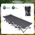Camping Cot with Padded Pillow and Storage Pouch - Gray