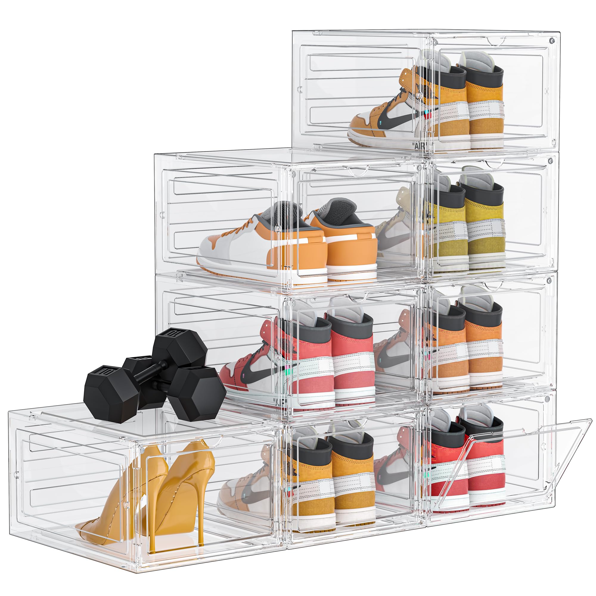 Clear stackable shoe boxes with lids
