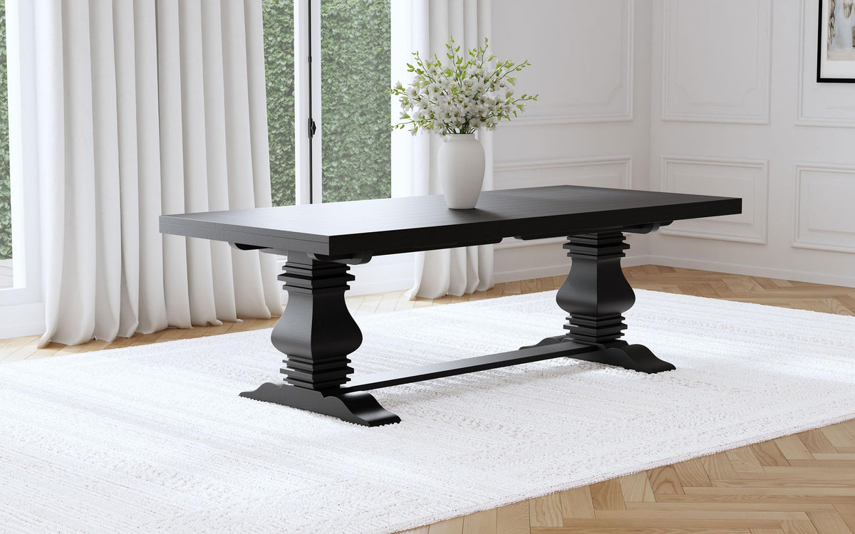Coaster Florence 126-Inch Extendable Dining Table – Distressed Black Finish