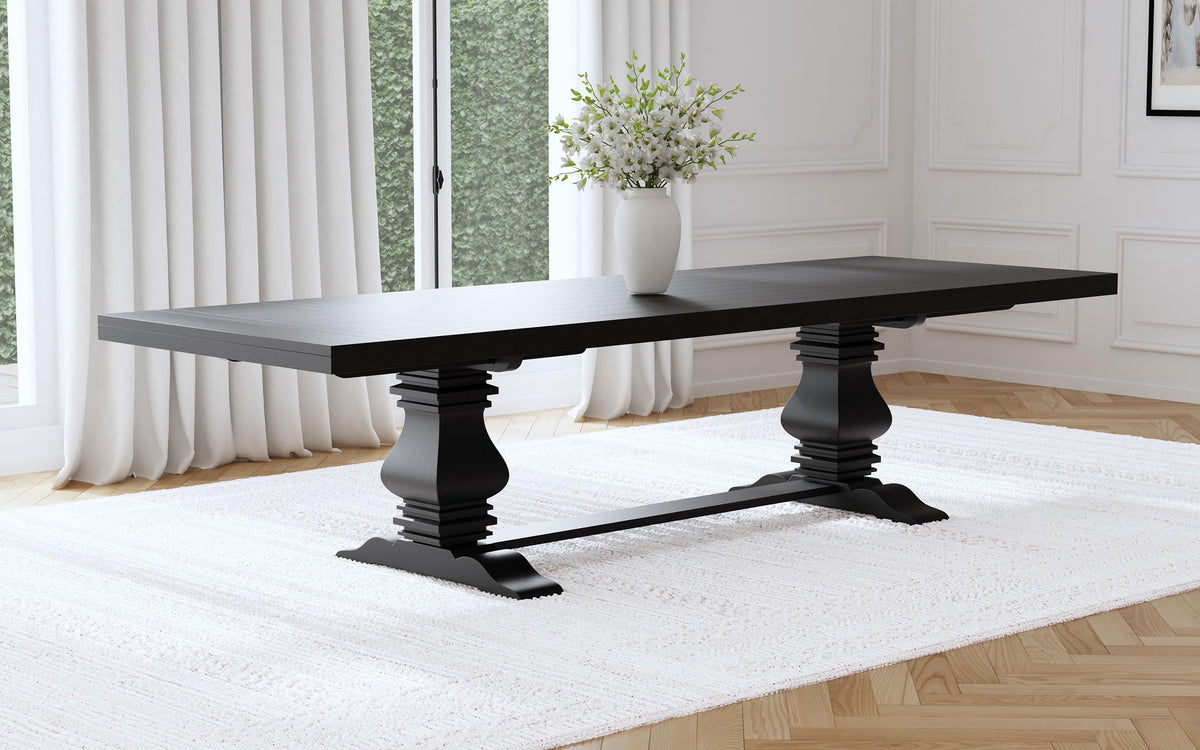 Coaster Florence 126-Inch Extendable Dining Table – Distressed Black Finish