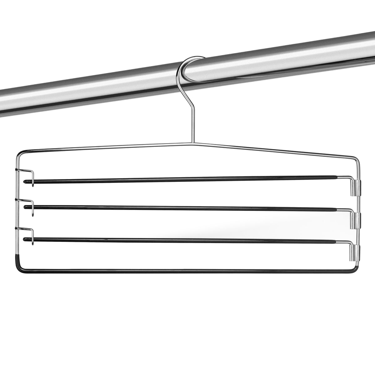 4-Tier Folding Pants Hanger with Non-Slip Padded Bars, Chrome Steel