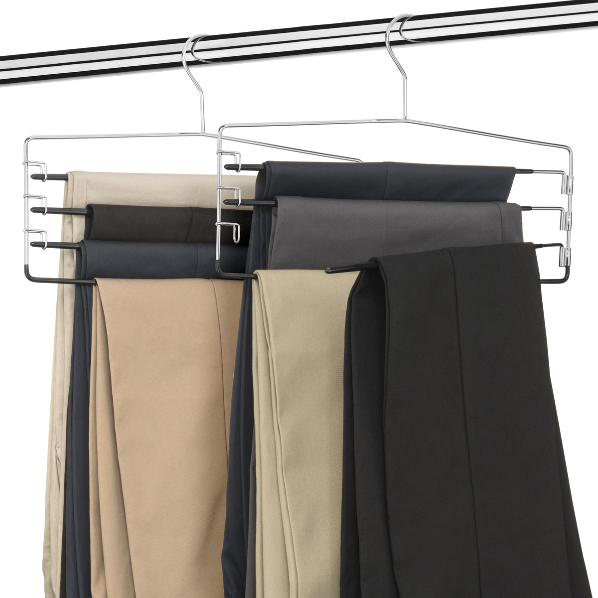 4-Tier Folding Pants Hanger with Non-Slip Padded Bars, Chrome Steel