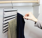 8-Tier Foldable Trouser Hanger, Removable Padded Bars, 8-Pair Capacity, Chrome Finish