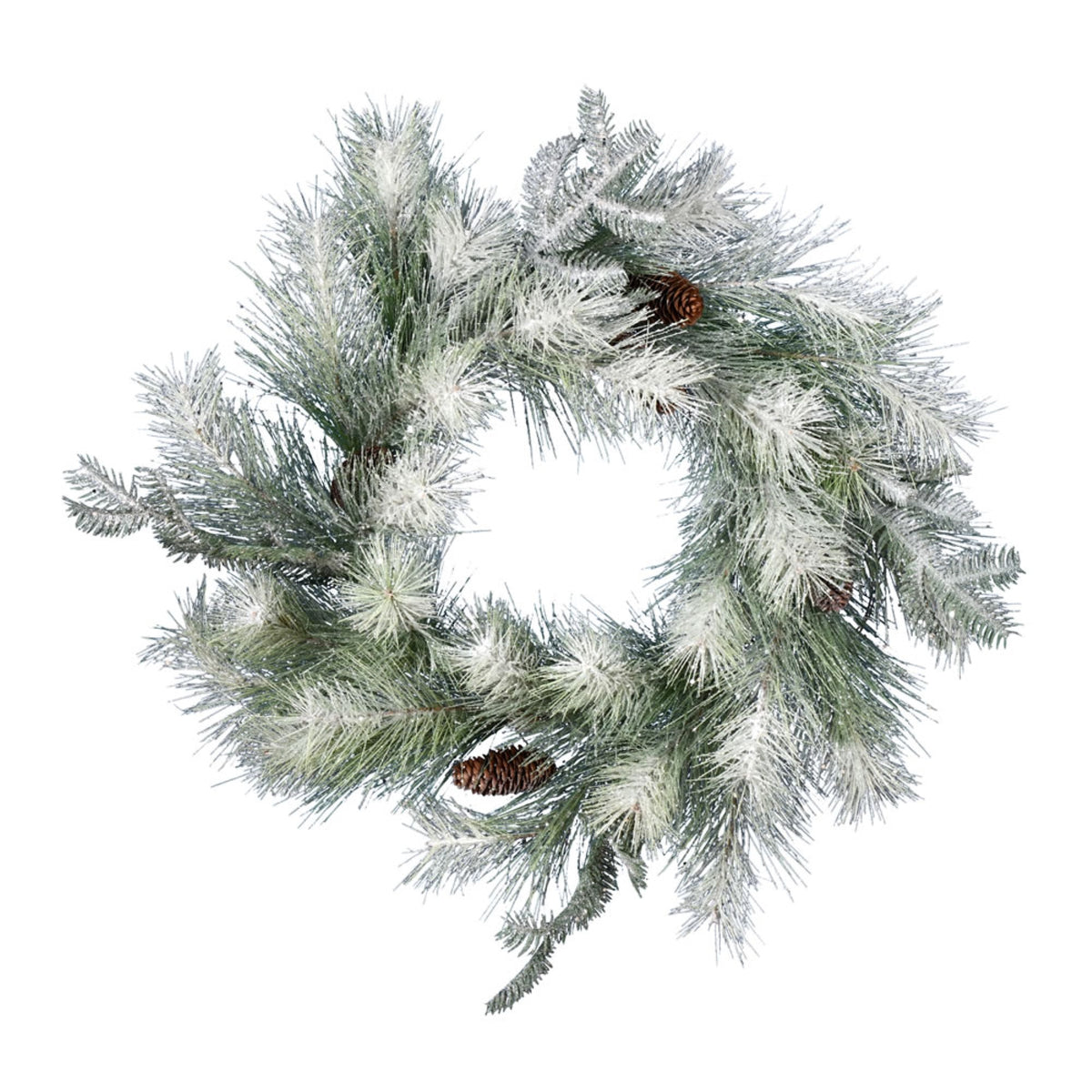 24 Inch  Frosted Ansell Pine Wreath 28Tips