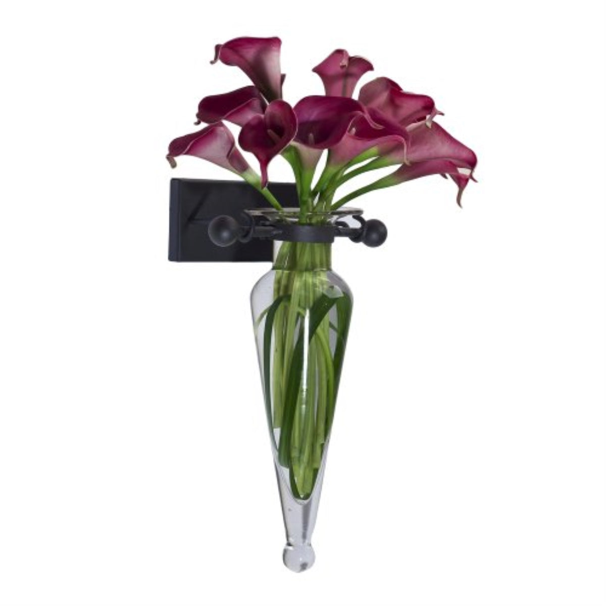Danya B. 13 Inch   Amphora Vase On Metal Sconce With Finials And Hinge Is Made Of Recycled Glass And Iron. Vase Can Be Removed For Cl
