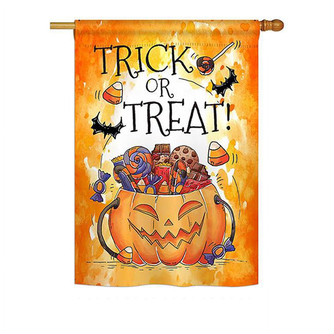 Breeze Decor Bd-Ho-H-112078-Ip-Bo-Ds02-Us 28 X 40 In. Seasonal Halloween Impressions Decorative Vertical House Flag - Trick Or T