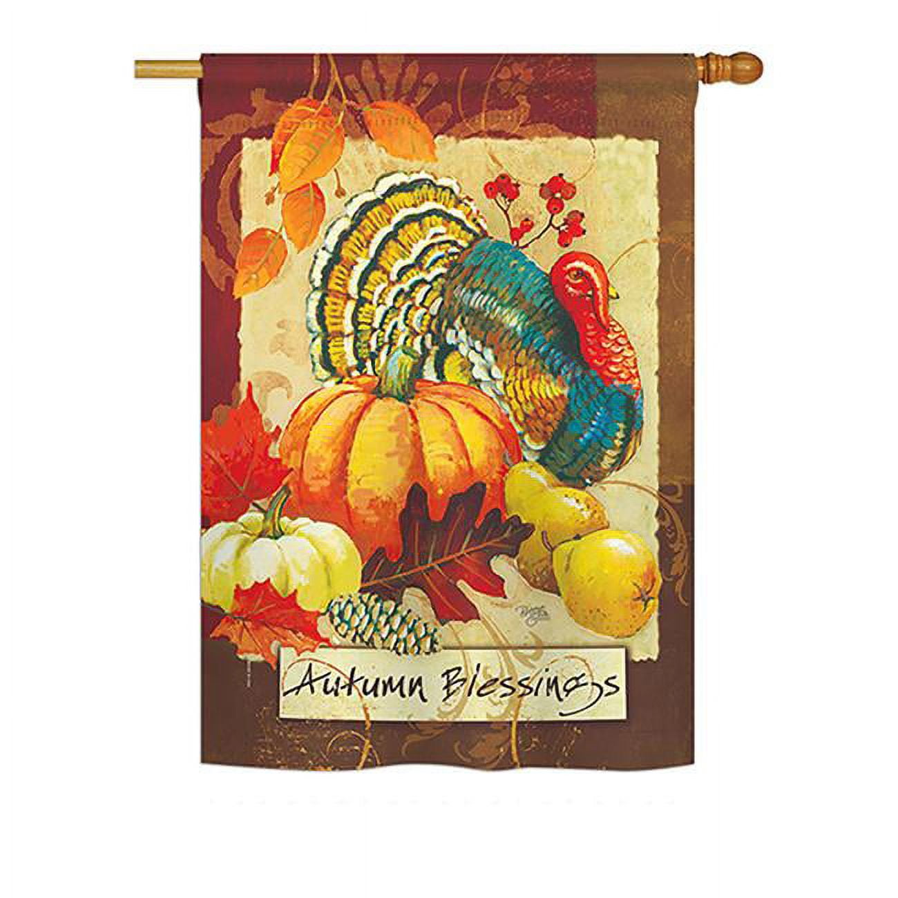 Breeze Decor Bd-Ha-H-113070-Ip-Bo-Ds02-Us 28 X 40 In. Seasonal Harvest & Autumn Impressions Decorative Vertical House Flag - Aut