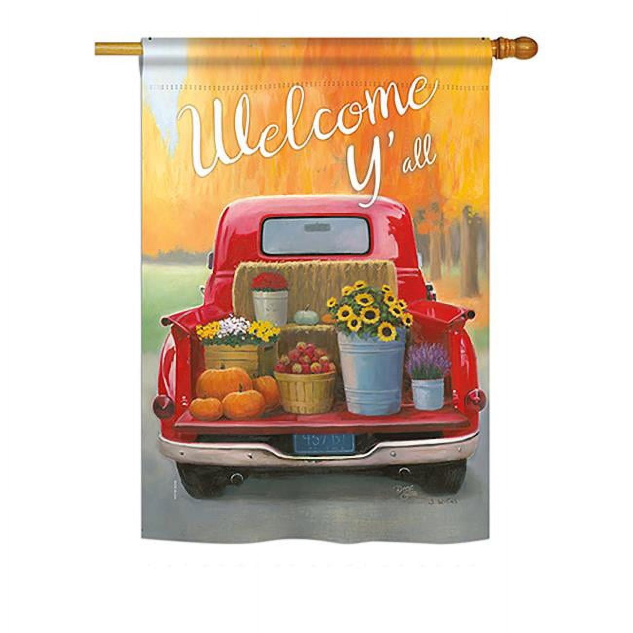 Breeze Decor Bd-Ha-H-113077-Ip-Bo-Ds02-Us 28 X 40 In. Seasonal Harvest & Autumn Impressions Decorative Vertical House Flag - Wel