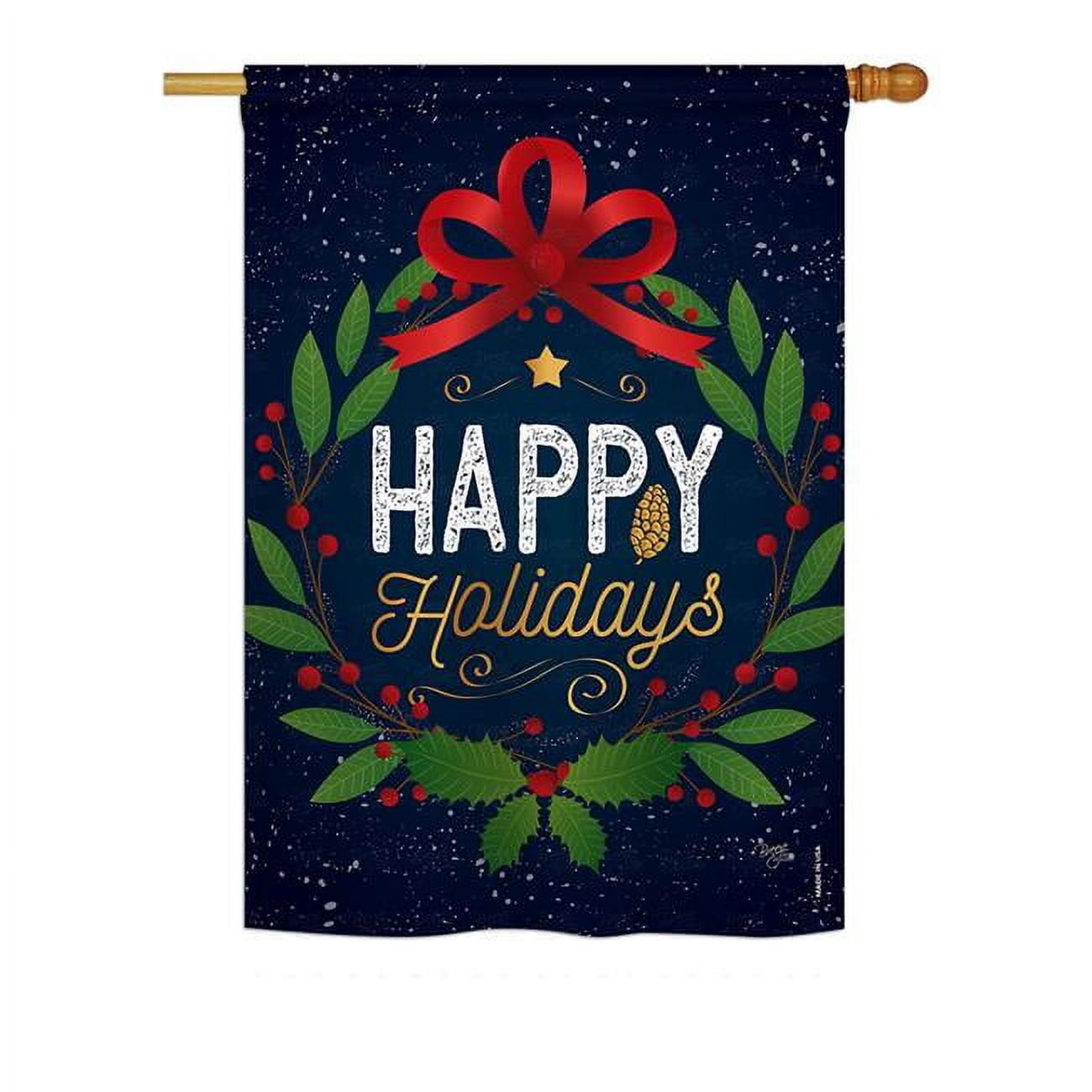 Breeze Decor Bd-Xm-H-114149-Ip-Bo-Ds02-Us 28 X 40 In. Seasonal Christmas Impressions Decorative Vertical House Flag - Happy Holi