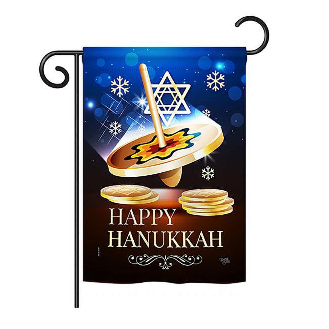 Breeze Decor Bd-Hk-G-114174-Ip-Bo-Ds02-Us 13 X 18.5 In. Seasonal Hanukkah Impressions Decorative Vertical Garden Flag - Happy Ha