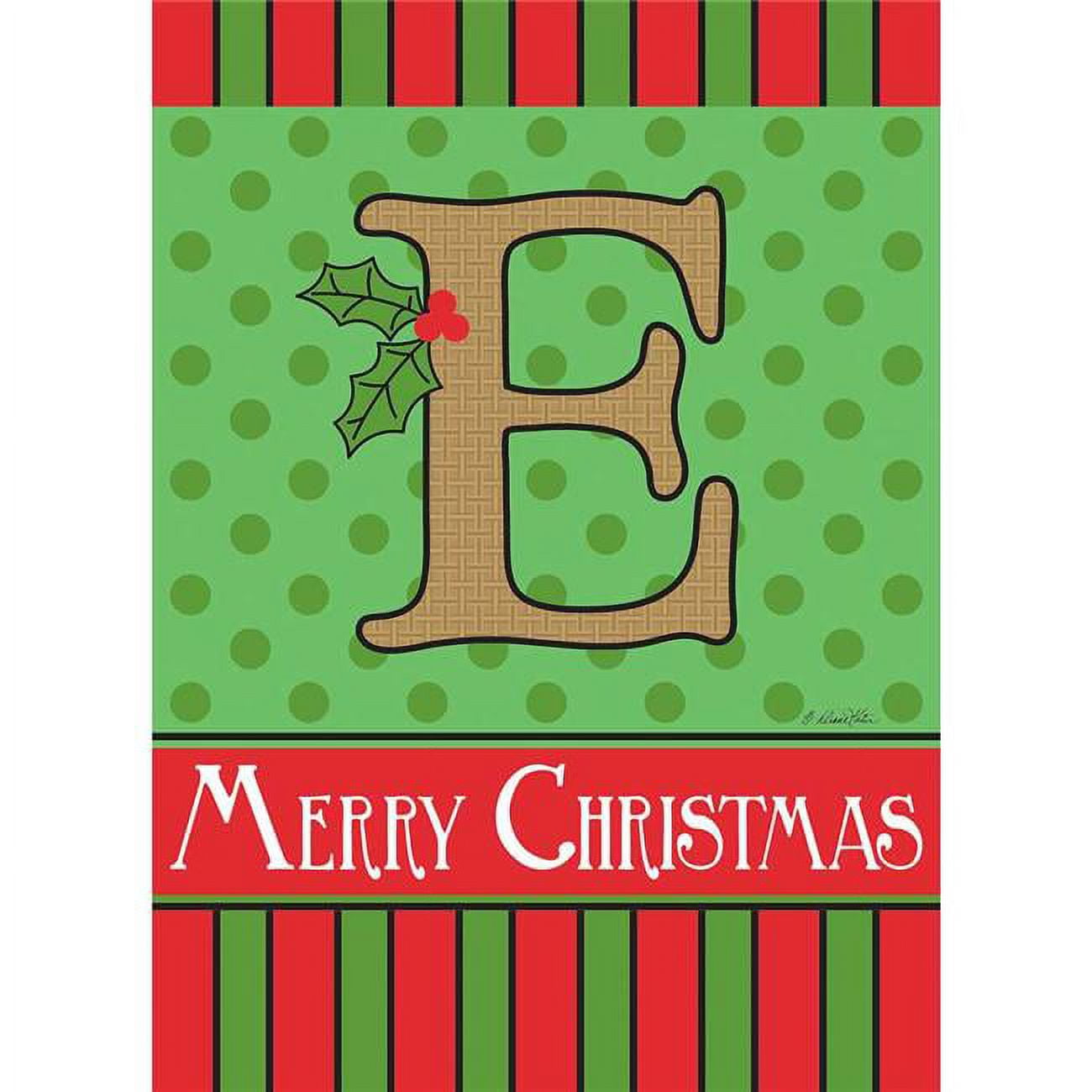 Magnolia Garden Flags 1651 13 X 18 In. Merry Christmas Monogram E Burlap Garden Flag