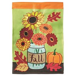 Dicksons M011046 Double Applique Fall Mason Jars Burlap Garden Outdoor Flag