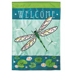 Dicksons M001083 29 X 42 In. Flag Double Applique Welcome Dragonfly Polyester - Large