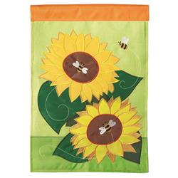 Dicksons M001089 29 X 42 In. Flag Double Applique Sunflowers & Bees Burlap - Large