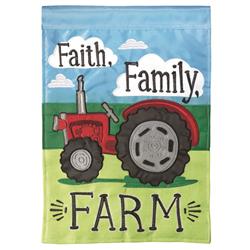 Dicksons M011115 13 X 18 In. Flag Double Applique Tractor Faith Family Polyester Garden