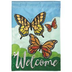 Dicksons M001088 29 X 42 In. Flag Double Applique Butterflies Welcome Polyester - Large