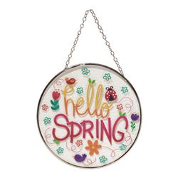 Dicksons Suncg-6 6 In. Suncatcher Hello Spring Glass With Suction Cup