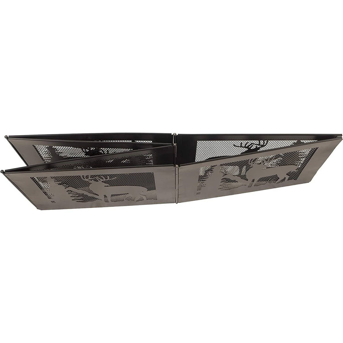 Deer Print Hexagon Portable Folding Steel Mesh Fire Pit w/ Carry Case