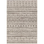 5 ft. x 8 ft. Black Off-White Chevron Coastal Boho Style Indoor Outdoor Area Rug